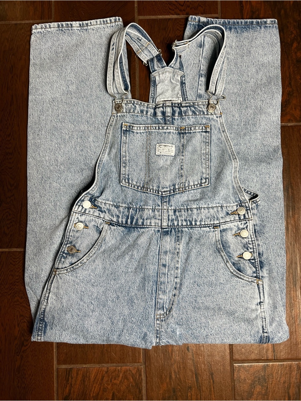 Levi’s Light Wash Denim Straight Leg Jeans Overalls Womens Size Small